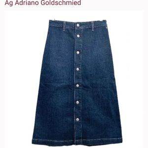AG button jean skirt. Alex Ching for AG